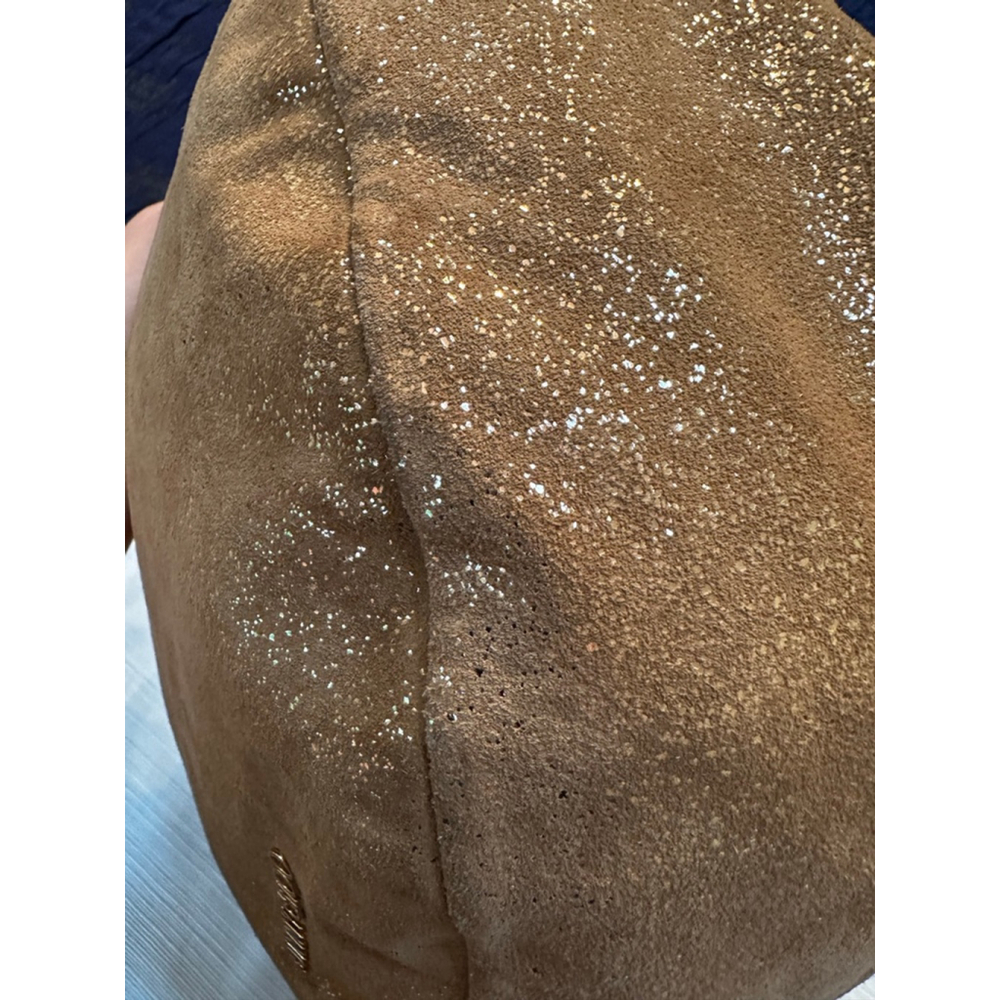 Jimmy Choo Gold Suede Metallic Hobo Bag - Picture 10 of 16